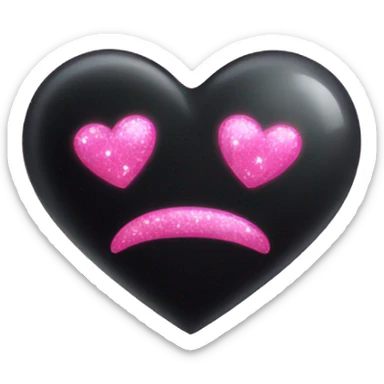 Black heart with pink sparkles sticker