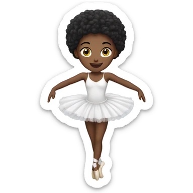 black ballerina wearing a white tutu sticker