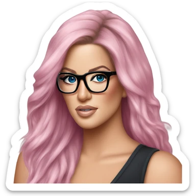 Photo Realistic khloe kardashian stylish pink hair BLUE eyes and glasses elegant  sticker