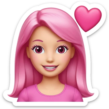 lav en barbie emoji med hjerter istedet for øjne sticker