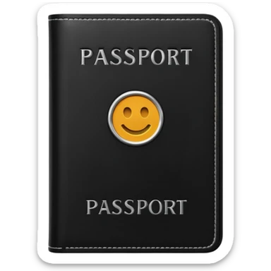 black passport with minimal silver details sticker