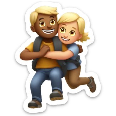 happy outdoor piggyback moment with sunlight sticker