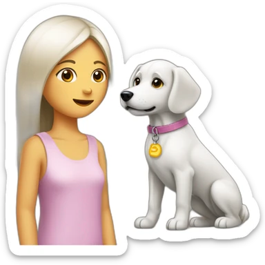 chien émerveillé devant une fille sticker
