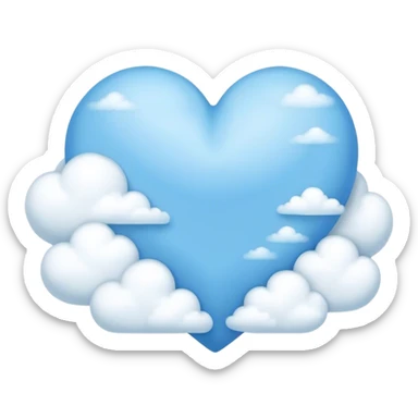Corazón azul con nubes  sticker