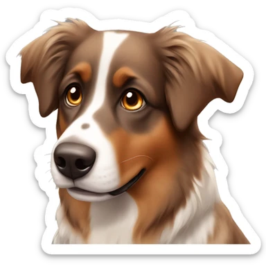brown Australian shepard with brown eyes and white mark on nose  sticker