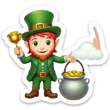 Leprechaun rainbow with pot of gold sticker