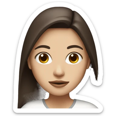 white girl with dark brown long hair holding a cup of coffee sticker