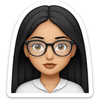arabic brown girl with black hair  and glasses black eyes sticker