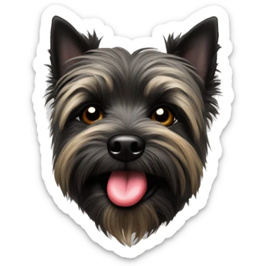 Black cairn terrier with its tongue hanging out to the side sticker