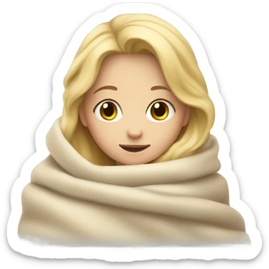 Blonde hair girl cozy under a blanket sticker