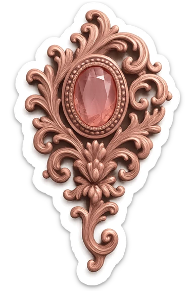 pink brooch, ornate and stylish sticker