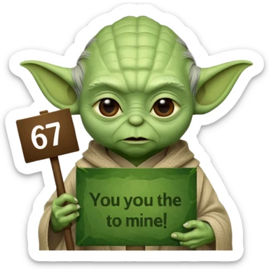 Yoda with the text 67  sticker