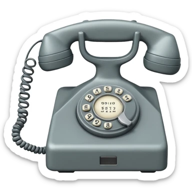 Minimalist emoji-style sticker of an old phone receiver with no signal waves, cracked and floating. Desaturated tones.
 sticker