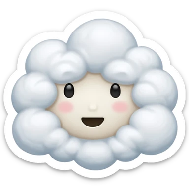 white fluffy cloud, no face, shape like reference sticker