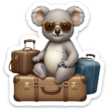 Koala with bagages at airport with sunglasses sticker