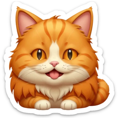 Cute, sleepy orange cat emoji for Discord, droopy eyes, tiny yawn, fluffy fur, cartoonish chibi style, clear at small size.
 sticker
