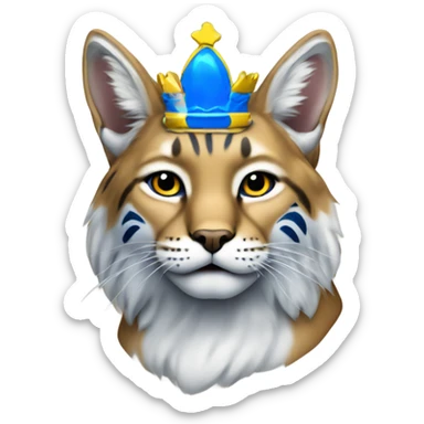 Bobcat with blue and yellow crown sticker