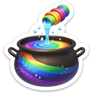 rainbow potion in a cauldron sticker