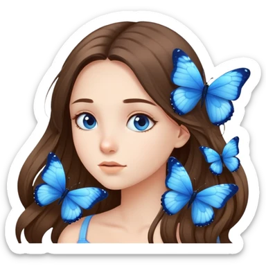 a girl that loves blue butterflies sticker