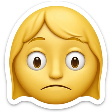 iOS-style 3D classic round yellow emoji face, half-closed droopy eyes, small uneven mouth, and slight head tilt, expressing sleepy and just-woke-up grogginess sticker