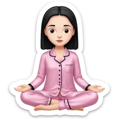 Full moon Wednesday Addams in a Light pink silk pyjamas set sticker