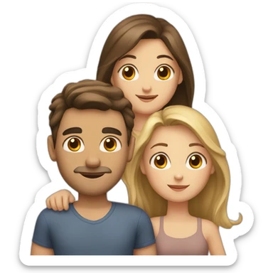 White family, 1 mom with dark hair, 1 boy with Brown hair, 1 girl with long blond hair, 1 girl with long Brown hair sticker