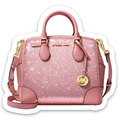 Realistic rose pink glitter michael kors satchel purse. sticker