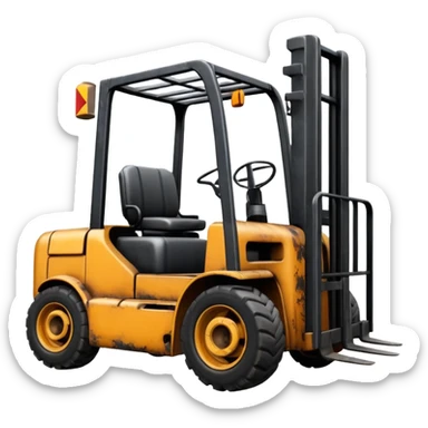 ugly, broken forklift after the explosion sticker