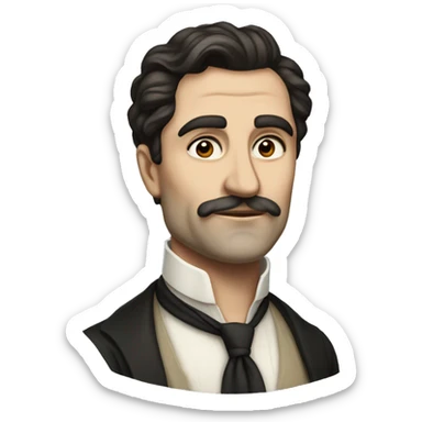 European 40 years old writer of the early 20th century, with dark hair, without mustache, without glasses sticker