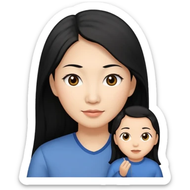 asian mom with long black hair and big brown eyes emoji sticker