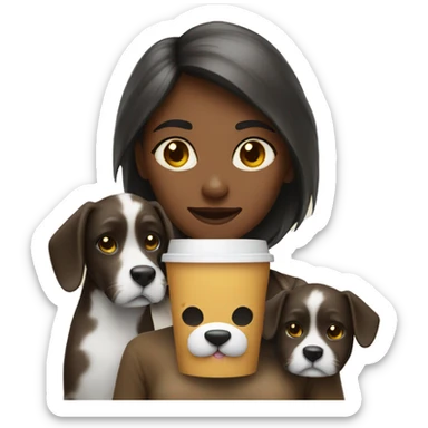 Girl whit a dog and a coffe  sticker