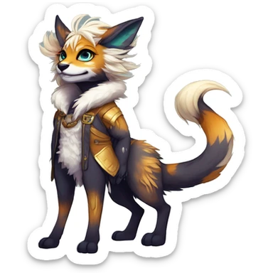 Cool cute Kawaii edgy fantasy shiny animal  fursona Fionbri vernid by griffsnuff & LiLaiRa & Falvie full body sticker