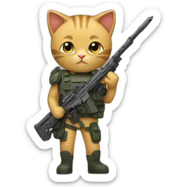 Un chat avec une arme sticker