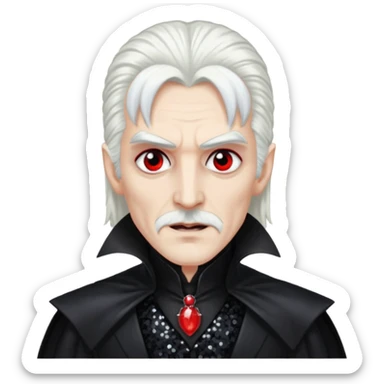 Count Dracula with long white hair, black sequin outfit  sticker