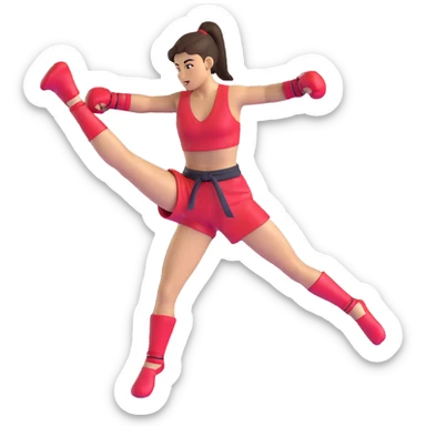 female kickboxer performing a high kick sticker