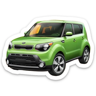 Green Kia soul on fire sticker