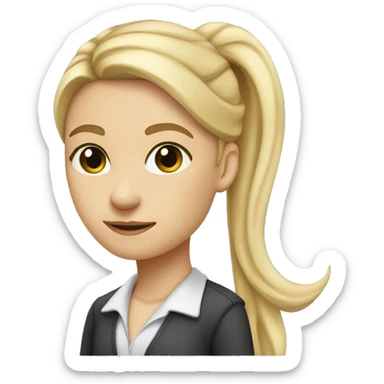 teacher long blonde ponytail thin light skin with small eyes eyes close together sticker