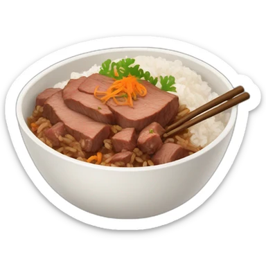 rice bowl with beef old guy eating sticker