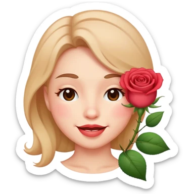 Wink face with rose in mouth sticker