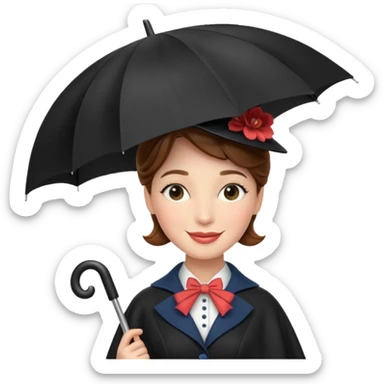Mary Poppins with an umbrella sticker