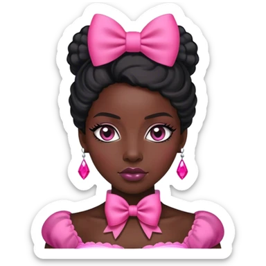 black queen with pink bow sticker