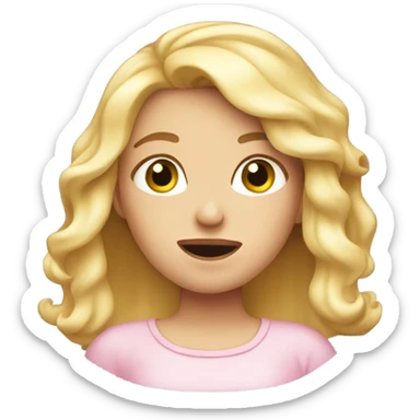 blonde girl with pink cheeks and looking embarrassed  sticker
