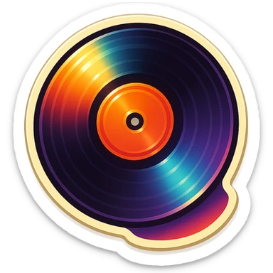 vinyl record with disc, retro stickers style, vintage sticker effect sticker
