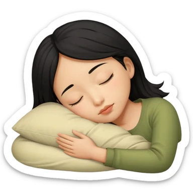 Black haired, olive-skinned Asian girl sleeping alone  sticker