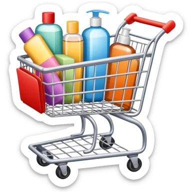 shopping cart full of beauty products sticker