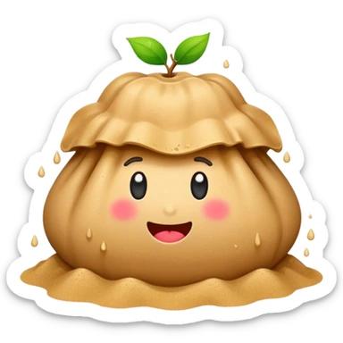 apple style emoji of a sandbag leaking sand, cute and easy to recognize sticker
