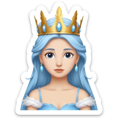 Sky Queen – feather crown + light-blue gown sticker