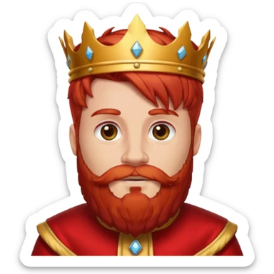 bearded king with no crown and red outfit red hair sticker