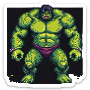 Abomination fighting Hulk, 8-bit style battle between monsters sticker