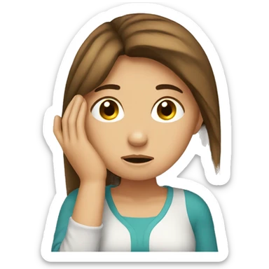 Brown hair girl with facepalm sticker